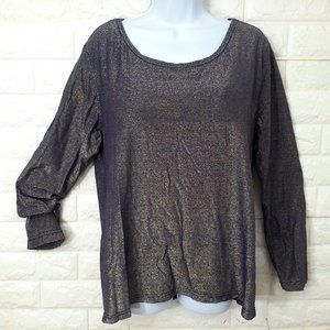 Vintage 90s Carole Little Sport Metallic Top T-Shirt Tunic -XL Glam Sparkle Navy